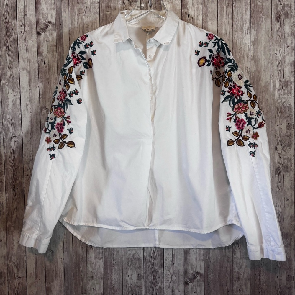 POL White Blouse with Floral Embroidery